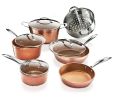 Gotham Steel Hammered 10 Piece Hammered Cookware Set; Oven Safe; Dishwasher Safe - Elegant Pots & Pans