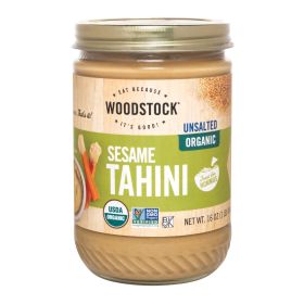 Woodstock Unsalted Organic Sesame Tahini - Case of 12 - 16 OZ