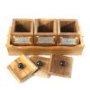 WILLART Handcrafted Teak Wood Antique Look Tea Coffee Sugar 3 Container Set in Wooden Tray â€“ Container with Lids (Dimension : 10.50 x 4 x 5 Inch)