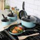 Everyday Hearne 10-Piece Dusty Blue Enamel Aluminum Cookware Set