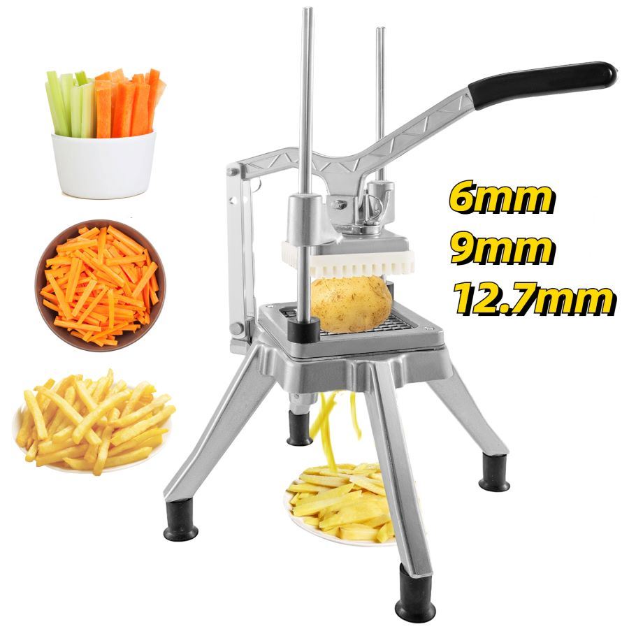 6mm/9mm/12.7mm Commercial Home Vegetable Fruit Dicer Cutter  Slicer Chopper Manual Cutting Machine (Color: Silver)