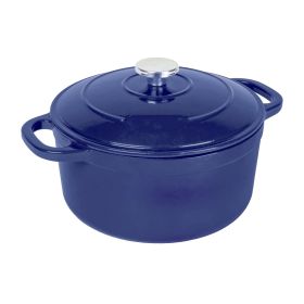 Cast Iron;  6.5 Quart Enameled Cast Iron Dutch Oven (Color: Indigo)